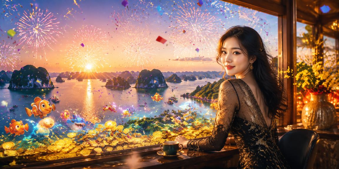 Người dùng trải nghiệm cá cược trực tuyến cùng ly cà phê với khung cảnh vịnh Hạ Long