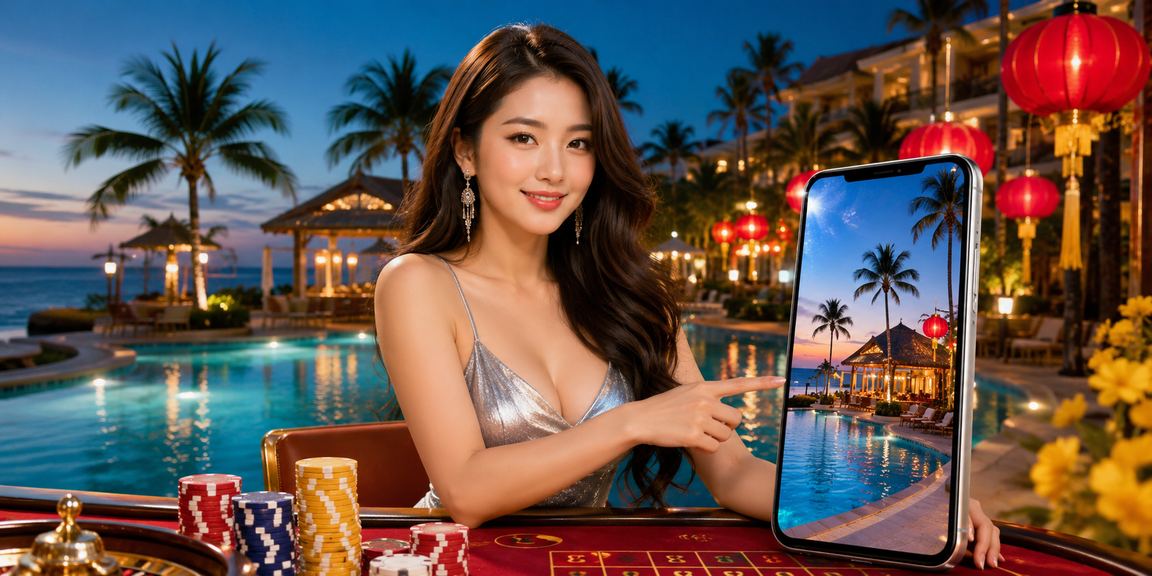 Người chơi casino trên điện thoại tại lễ hội Mũi Né với không khí sôi động
